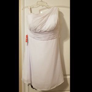 One-Shoulder Knee-Length Chiffon Dress